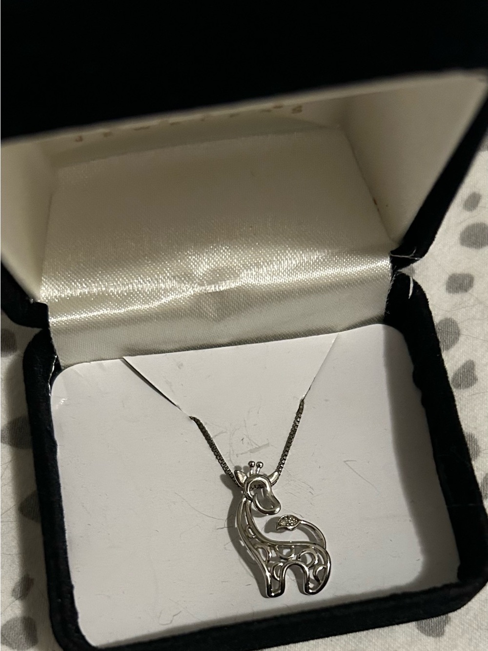 Sterling Silver Diamond Giraffe Pendant Necklace
